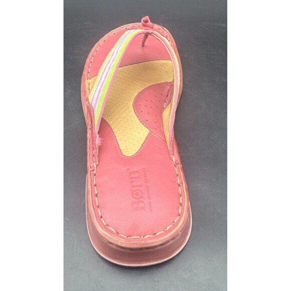 BORN Women’s PINK Leather w/ Stripes FlipFlop Slip On Flat Sandals Sz 8-8.5 - Picture 15 of 15